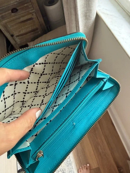 Kate Spade Bright Turquoise Zip Wallet - Picture 7 of 10